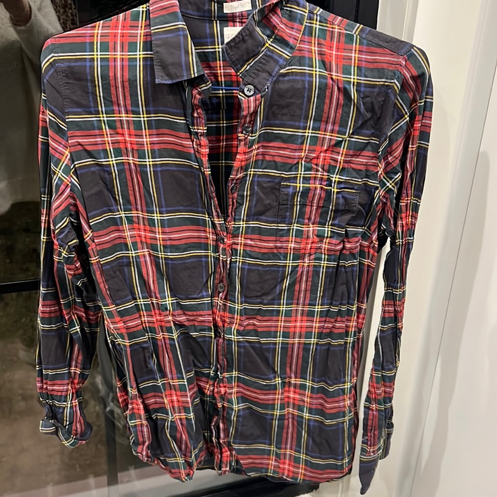 Plaid JCrew Blouse - L